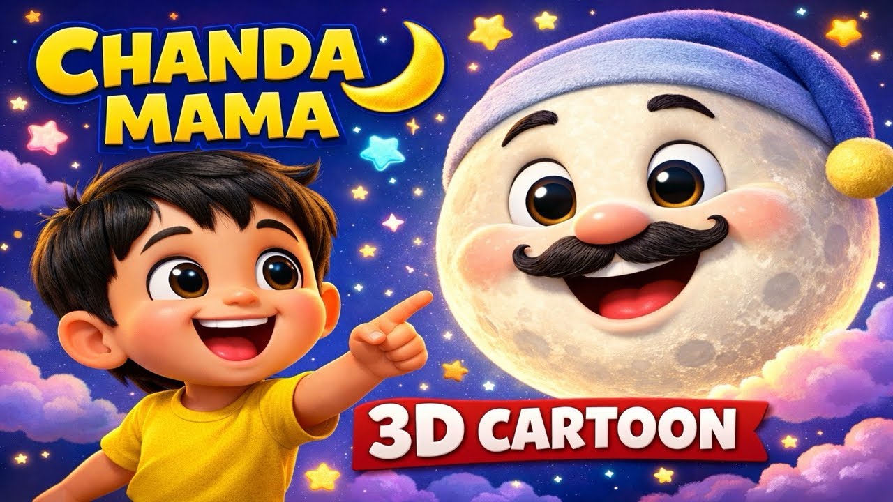 Chanda Mama Door Ke 🌙 | Hindi Nursery Rhyme | Funny 3D Cartoon for Kids