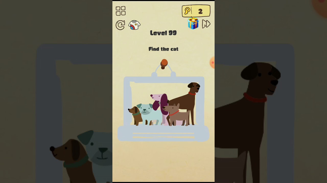 Brain crazy level 99 Find the cat. Walkthrough