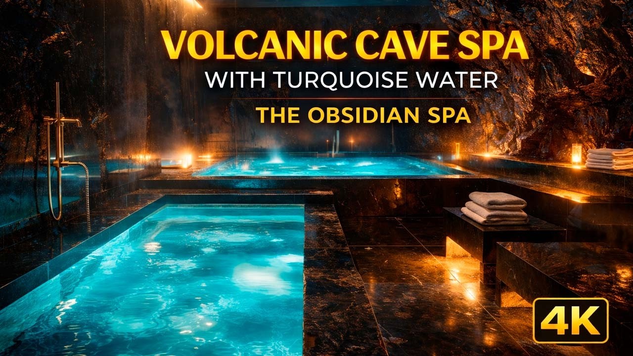 Volcanic Cave Spa with Turquoise Water: Deep Relaxation / The Obsidian Spa / Hidden World of Luxury