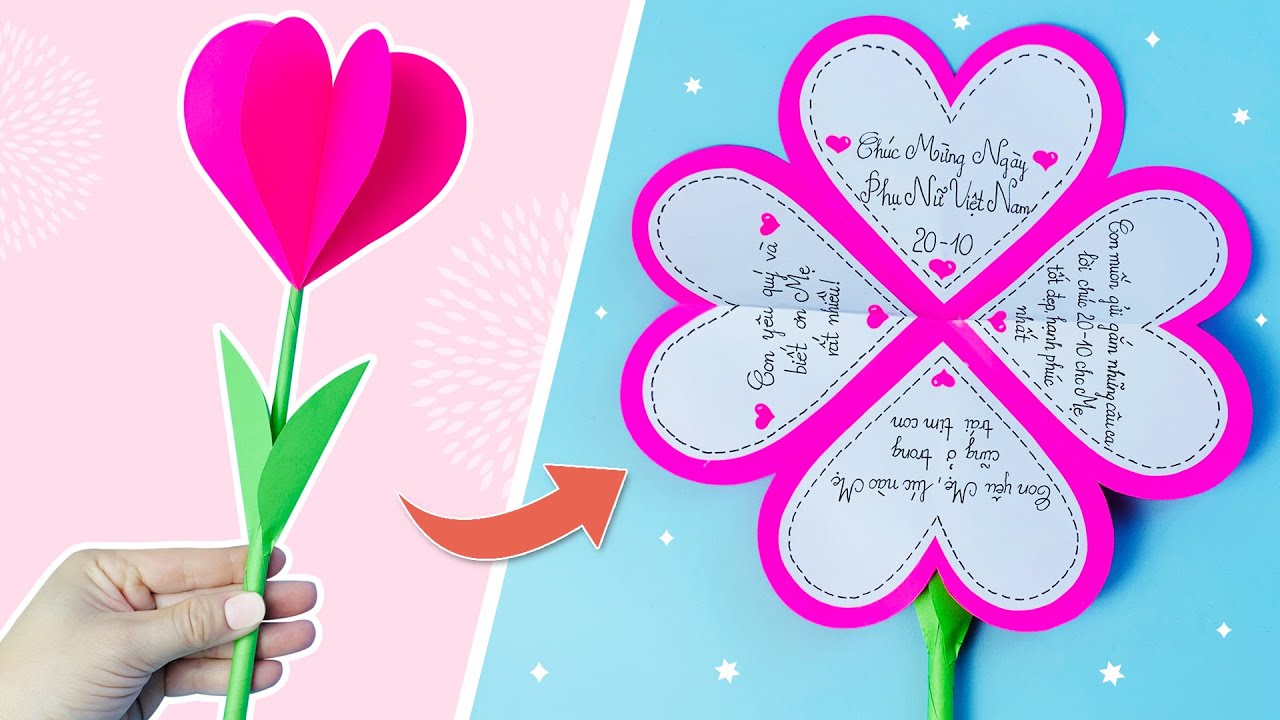Hướng Dẫn Làm Thiệp 20/10 Tặng Mẹ | ❤️ Thiệp Trái Tim 3D 20/10 ❤️ | DIY Mother's Day Greeting Card