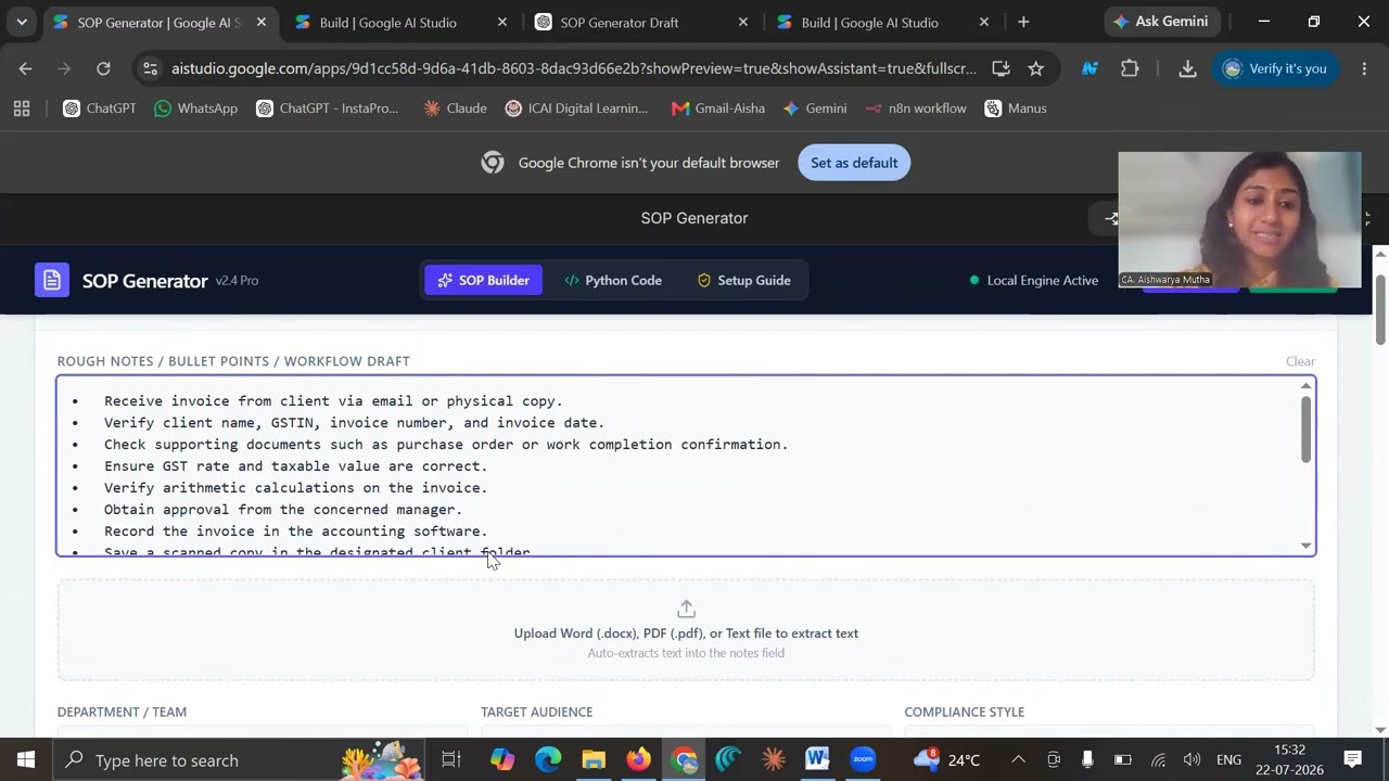 Build an AI SOP Generator with Google AI Studio + Python | 📽️Convert Notes into Professional SOPs💼