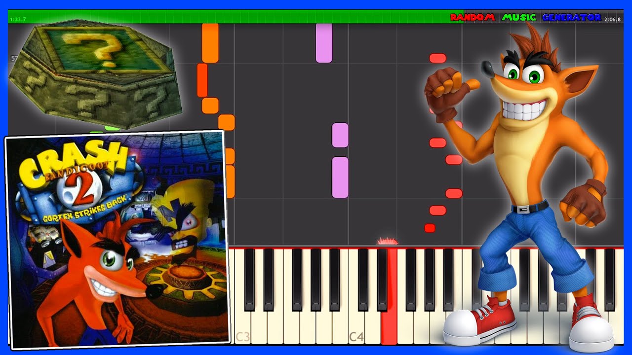 Snow Go Bonus Round - Crash Bandicoot 2 [Piano Tutorial] Synthesia MIDI ♫ クラッシュ・バンディクー ピアノ 楽譜 音楽