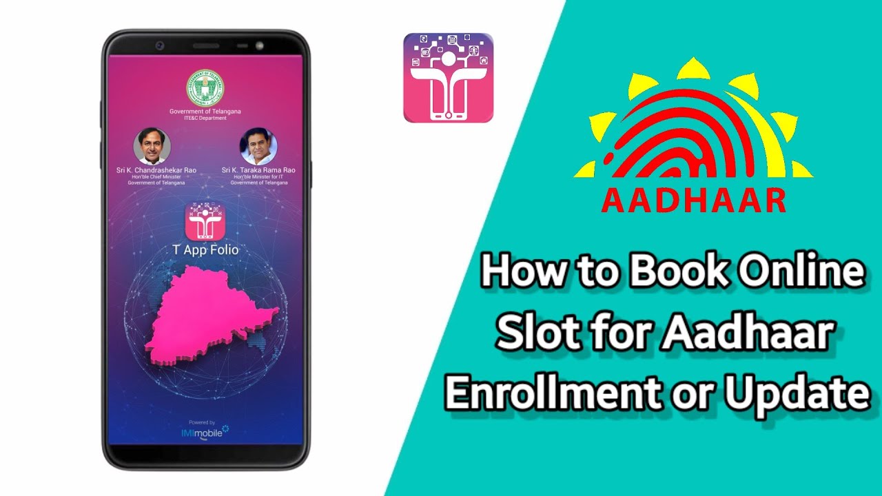 How to book online slot for Aadhaar Card Enrollment or Update | T app Folio | Aadhaar slot booking