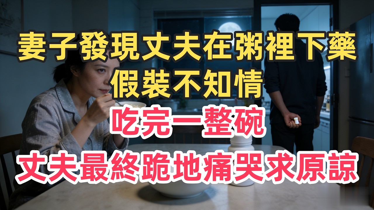 妻子發現丈夫在粥裡下藥，假裝不知情吃完一整碗，丈夫最終跪地痛哭求原諒！