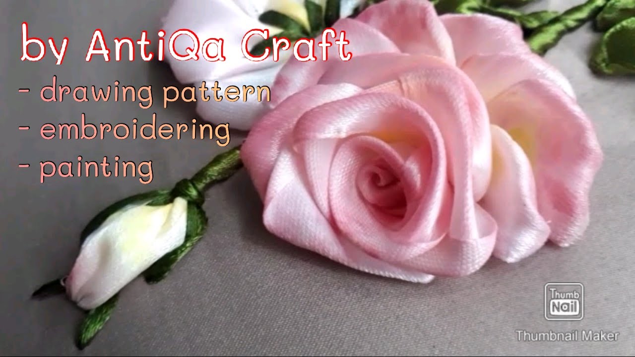 Sulam Pita Bunga Mawar | Rose Ribbon Embroidery | Tutorial