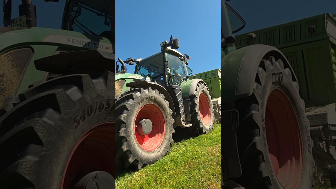 Fendt 720 loads grass with Claas💚💯