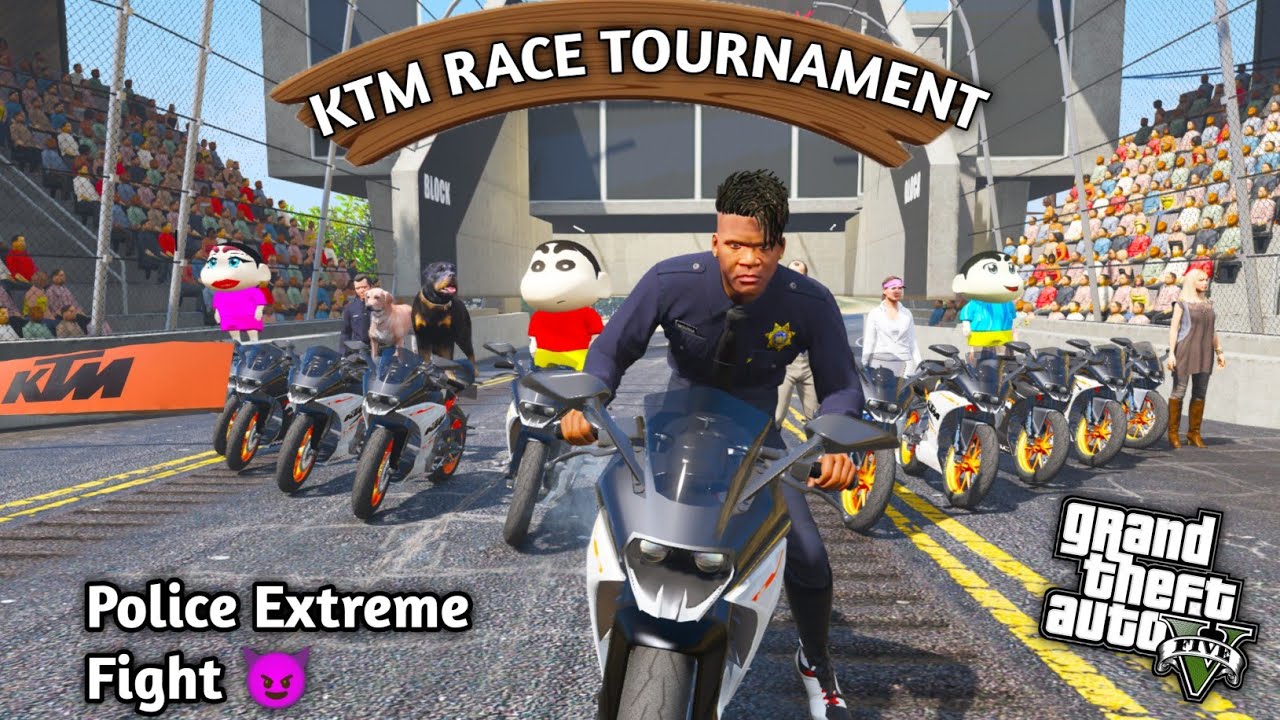 GTA 5: Franklin Racing With 100, KTM Bikes to Beat Shinchan In Police Racing Tournament😮Ps Gamester