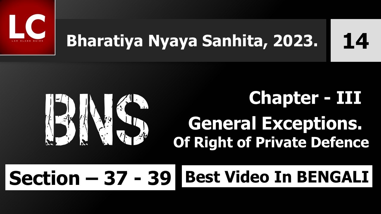 Section 37 - 39 | General Exceptions | Of Right of Private Defence | Chapter III | BNS, 2023