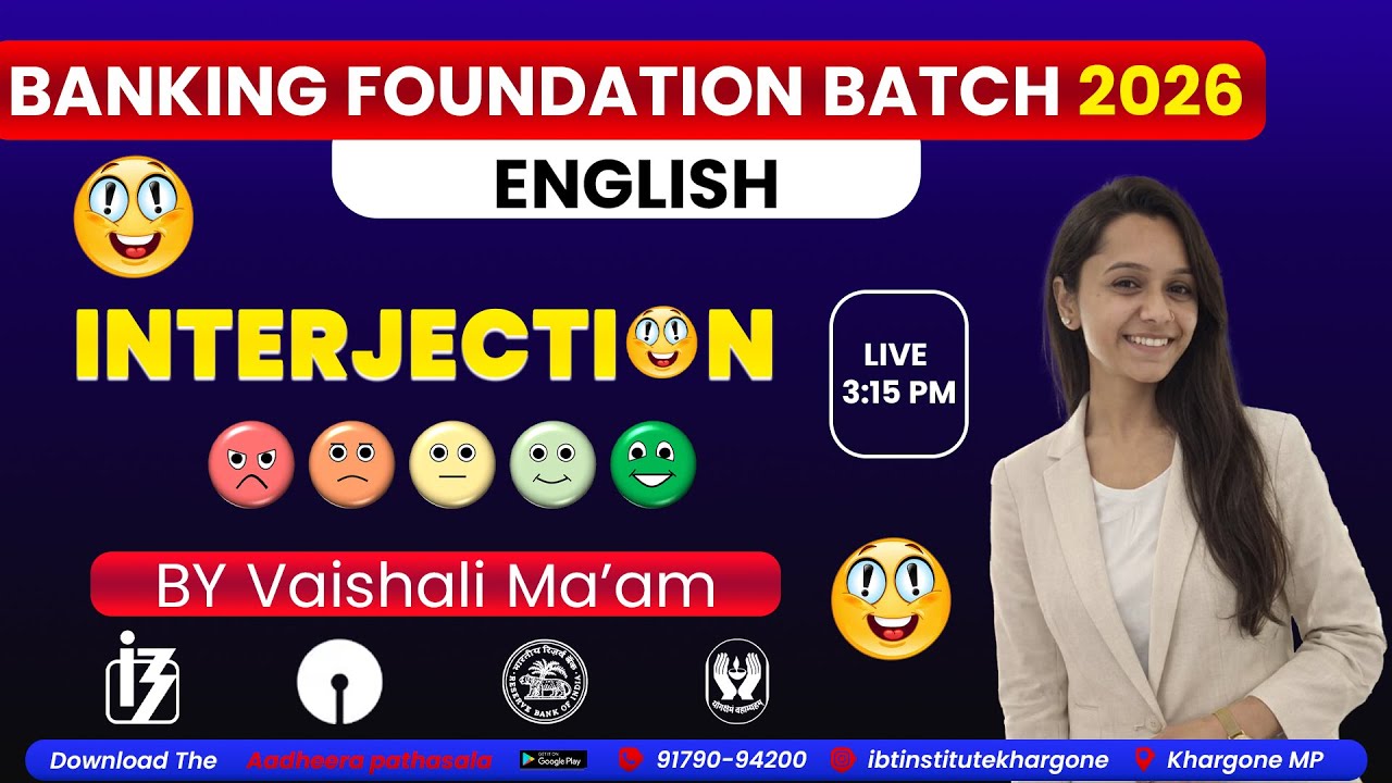 INTERJECTION|ENGLISH|BANKING-  FOUNDATION BATCH 2026 | BY VAISHALI MA'AM