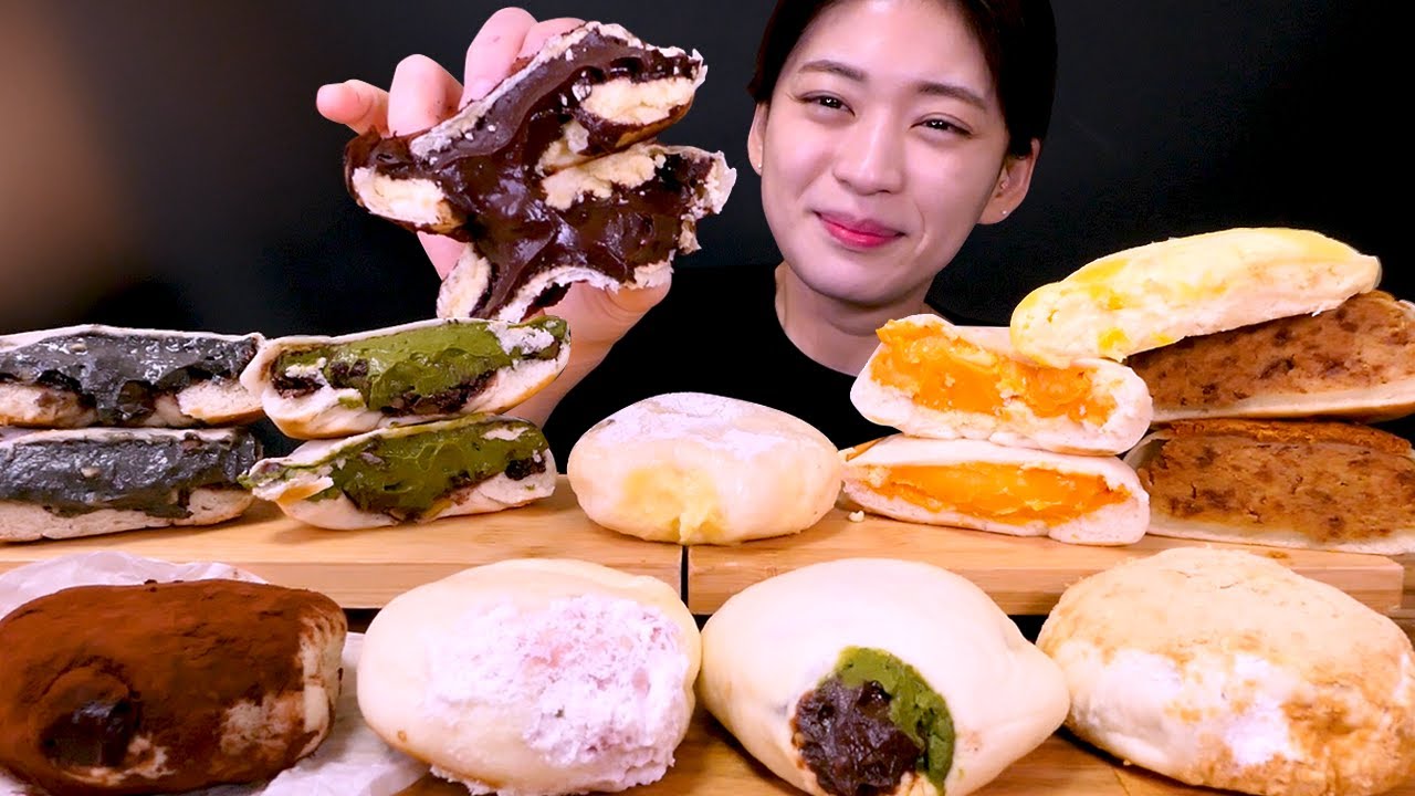 🍞Cream Bread😍부산 빵지순례 맛집✨더베이베이커리 크림빵&모찌빵 10개 먹방❤[Lotus, Corn, Yellow Cheese, Chocolate,] Mukbang