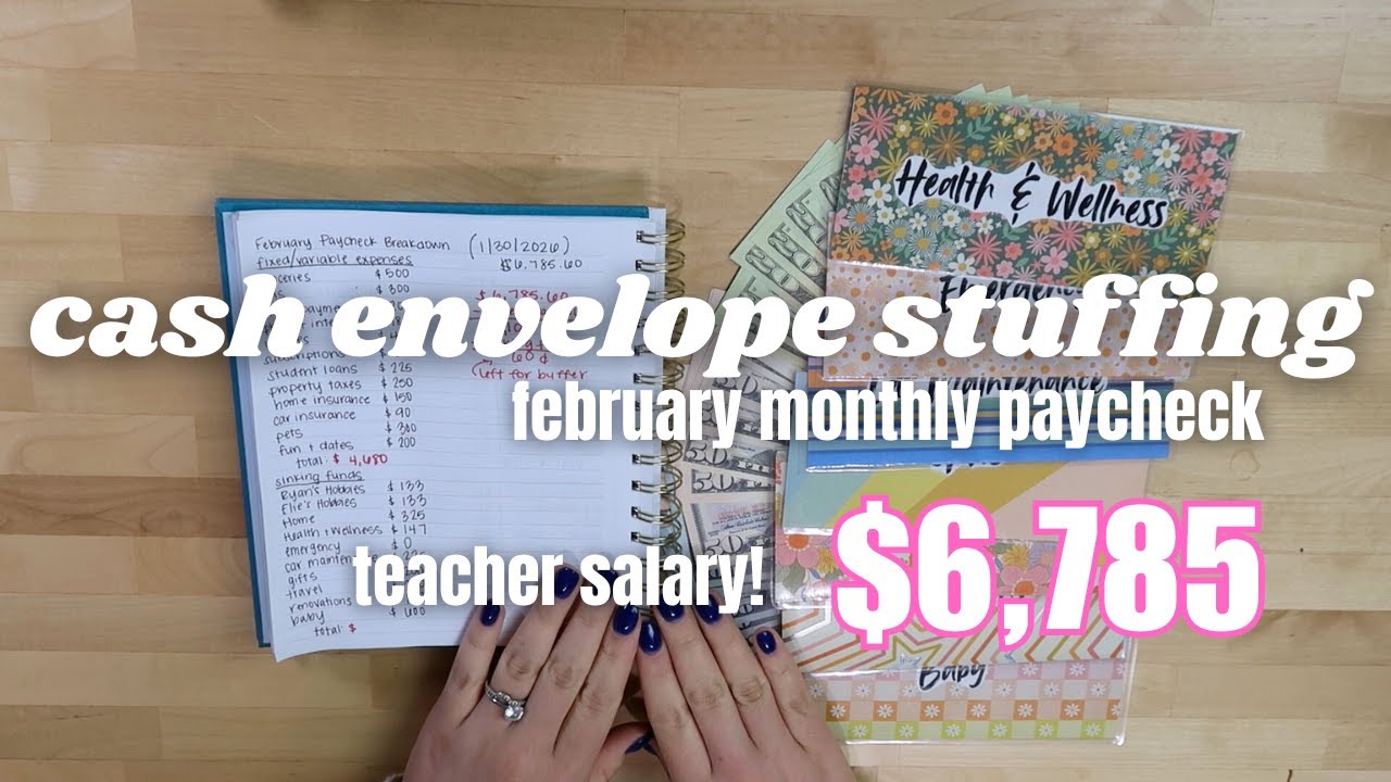 CASH ENVELOPE STUFFING | February monthly paycheck