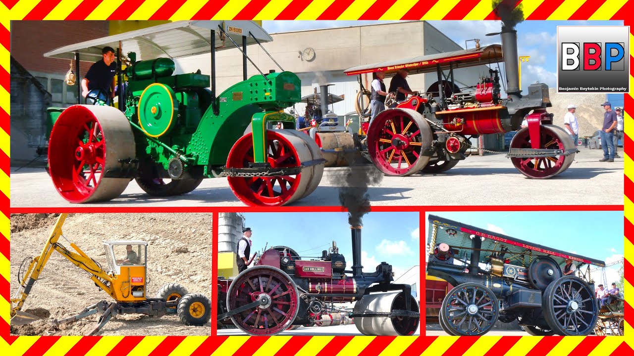 Historische Dampfwalzen + Menzi Muck Bagger - Weiach Historik 2022.