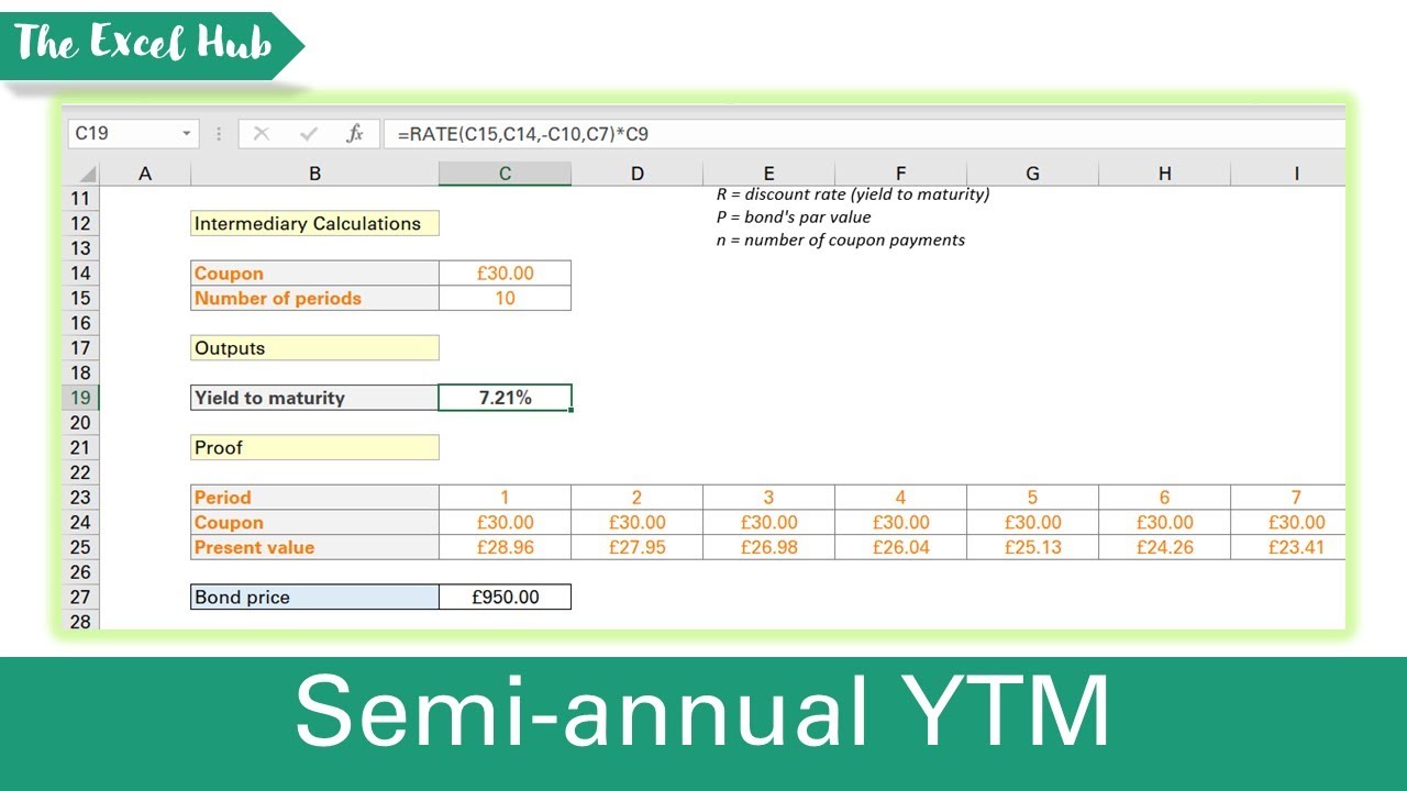 Calculate The YTM Of A Bond With Semi Annual Coupon Payments In Excel