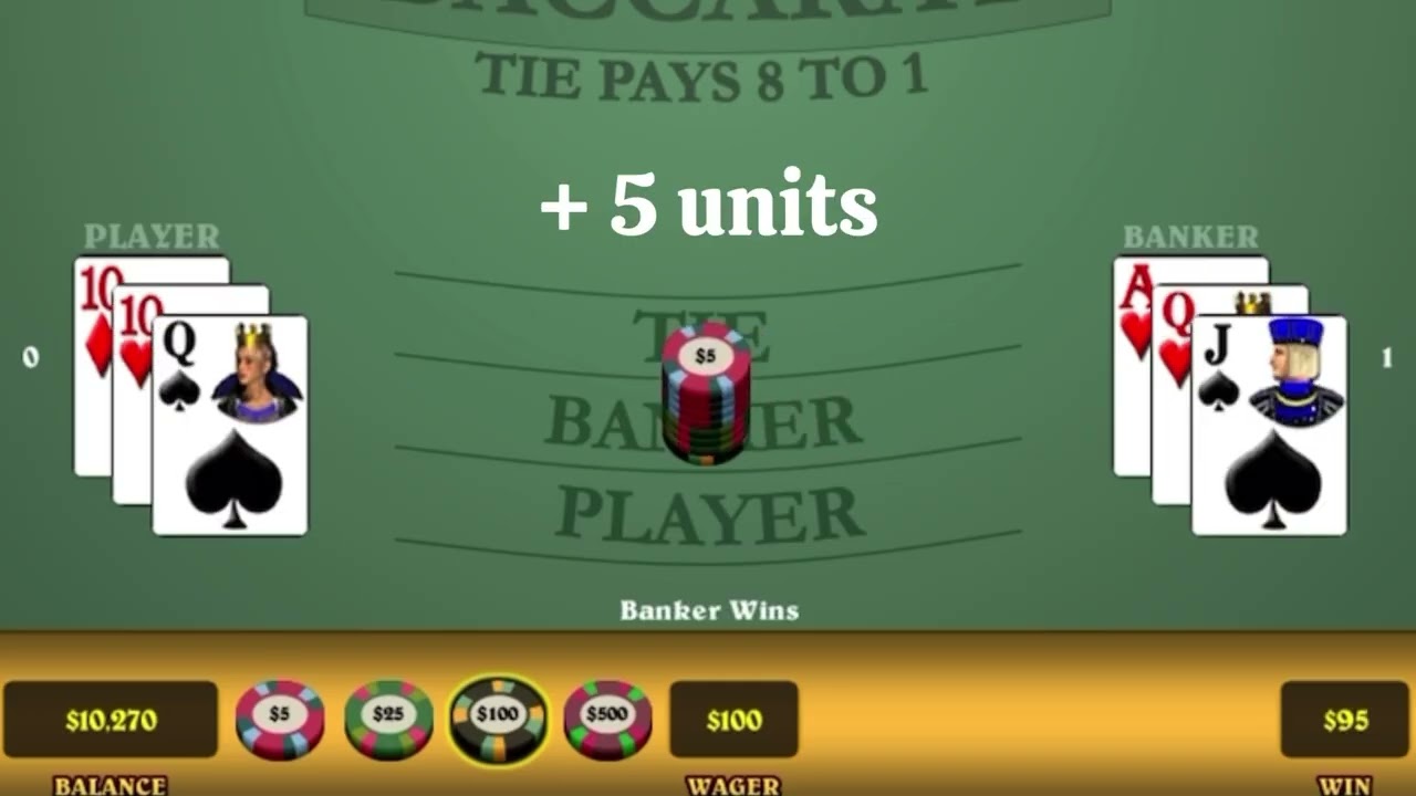 Baccarat bet selection strategy demonstration.