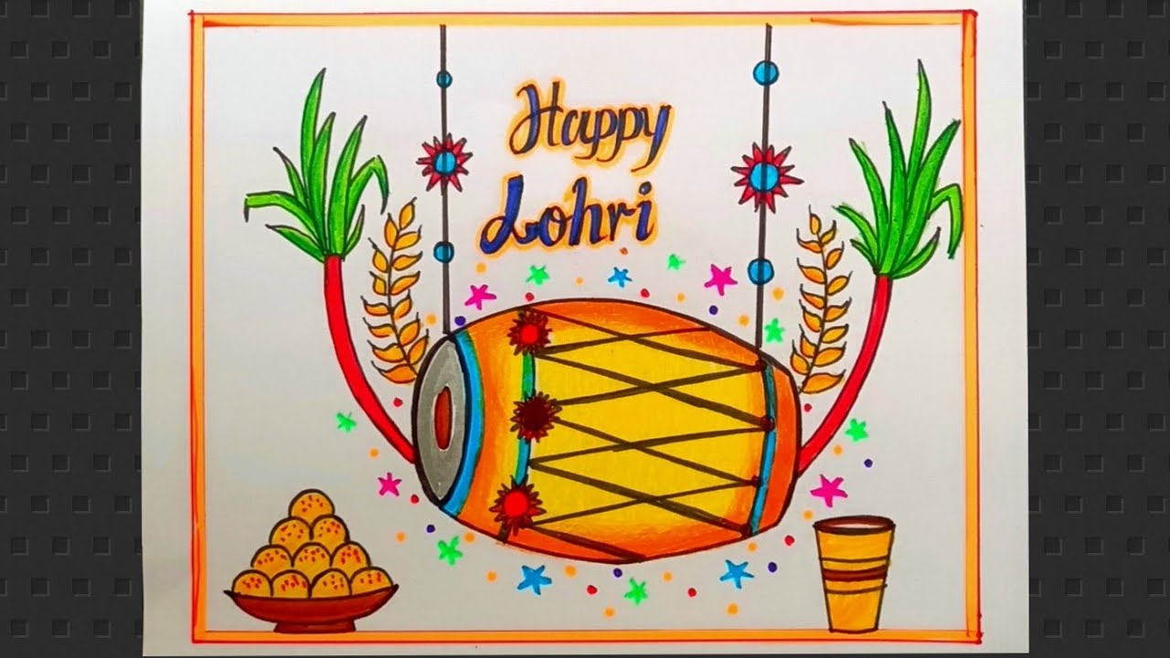 Happy Lohri Drawing/Lohri Festival Drawing Easy Steps/How To Draw Lohri Easy