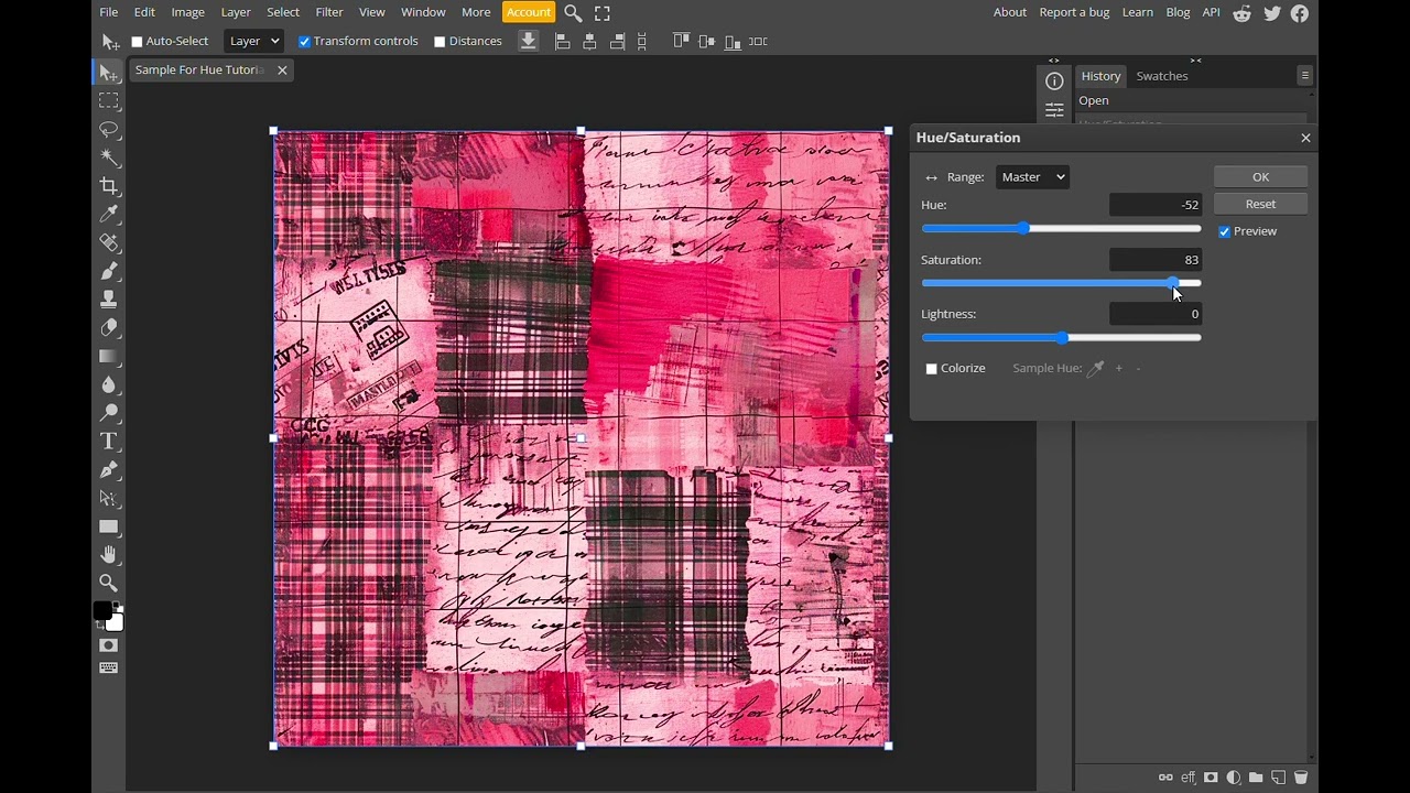 Changing Color Of Image Using Hue and Saturation Using PhotoPea App