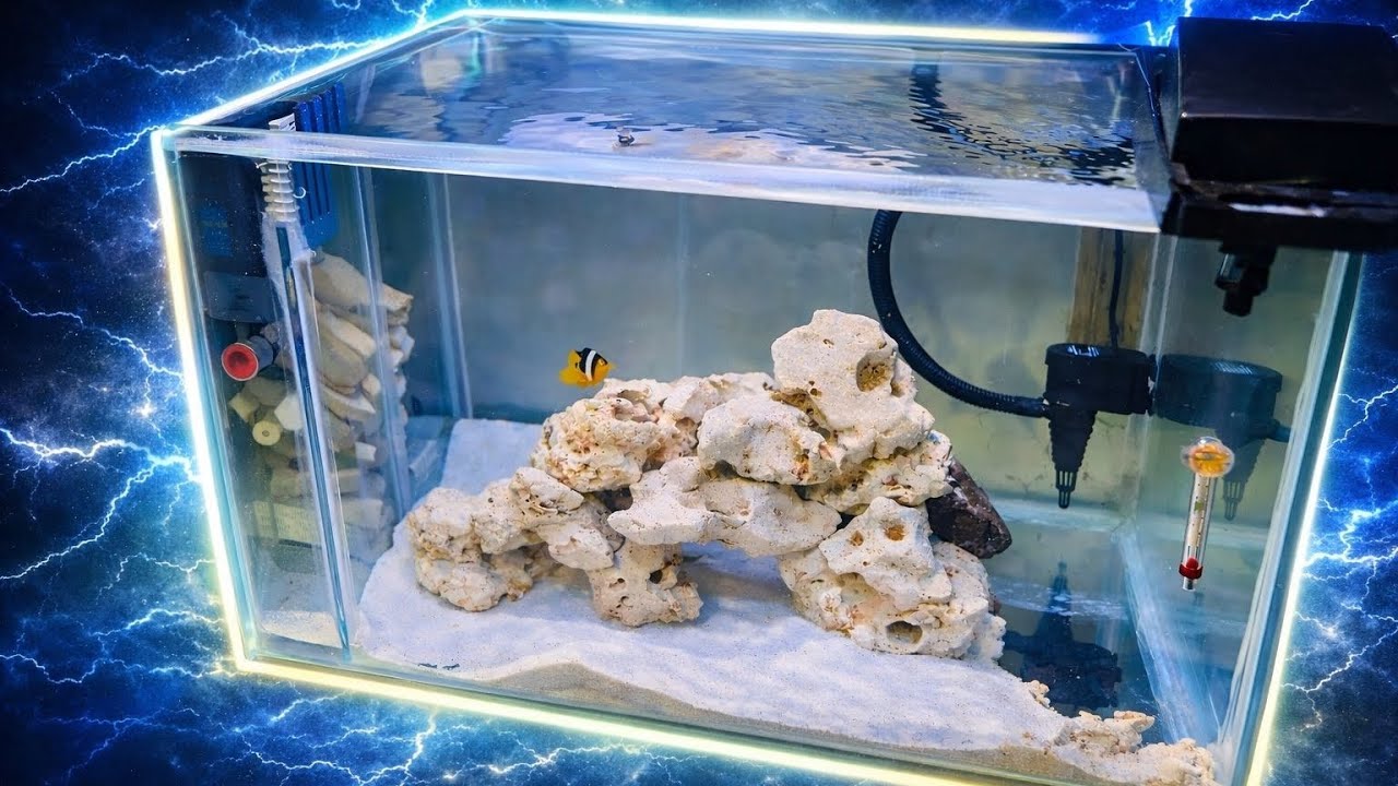 ONE MONTH UPDATE 🌊🐠 #marineaquarium #clarkiclownfish #DIY #ATO