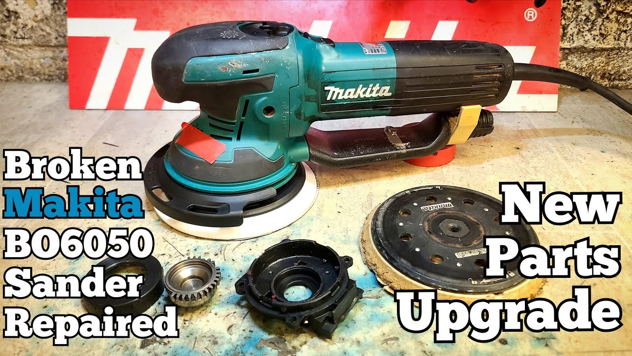 Repairing a Broken Makita BO6050 Power sander with smashed gears inside.
