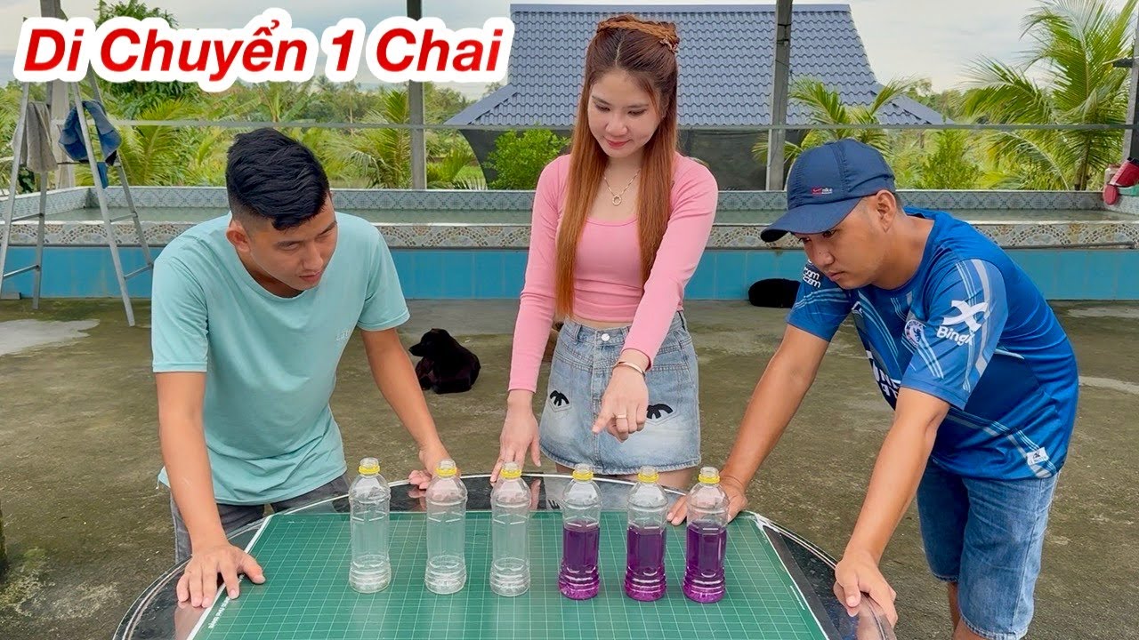 Làm Sao Di Chuyển 1 Chai Để Chai Nước Có Màu Xen Kẽ Nhau Thắng 1 Triệu | Ly Ngô Vlog