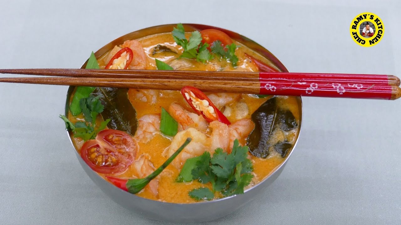 Amazing Easy Thai Coconut Curry Soup || Shrimp || Mushrooms ||  Kokosnuss-Curry-Suppe mit Garnelen
