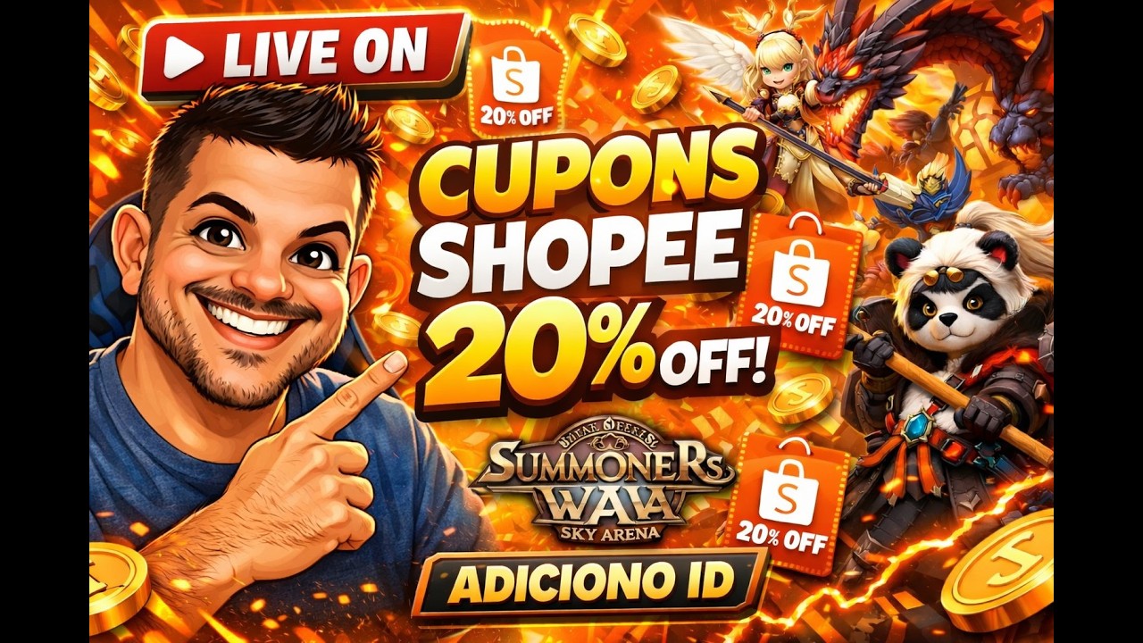 SUMMONERS WAR SKY ARENA - CUPONS SHOPEE 2026 -  ADICIONO ID !SHOPEE - LIVE 1