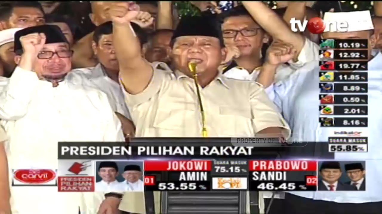 Klaim Menang 62% Berdasarkan 'Real Count', Prabowo Takbir dan Sujud Syukur