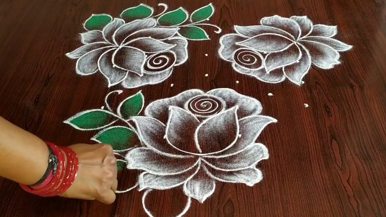 Aamaing beautiful rose flowers rangoli (7×4) dot's...