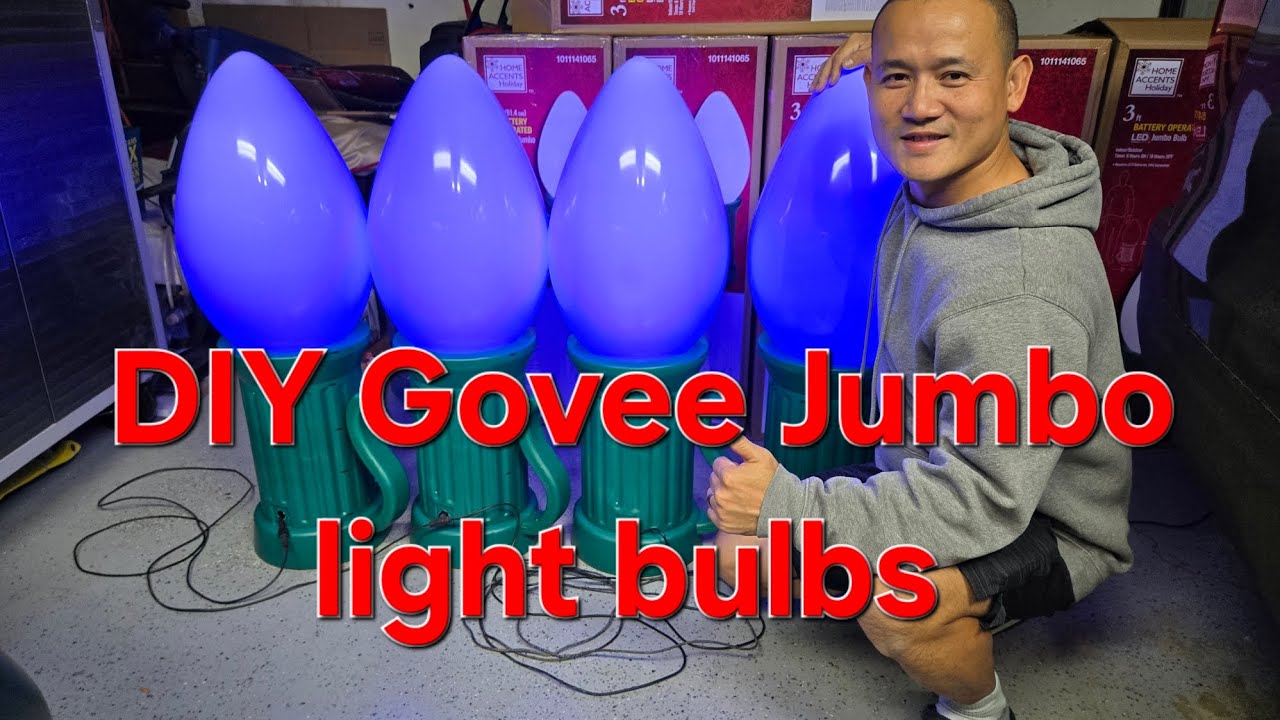 2025 converted Govee flood light with Home Depot Jumbo Light Bulbs