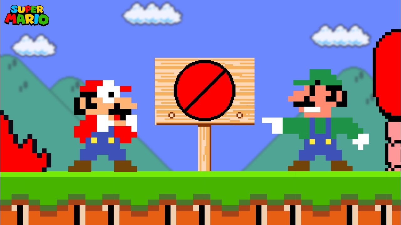 Super Mario Bros., but Mario Is Forbidden to Touch the Color RED!