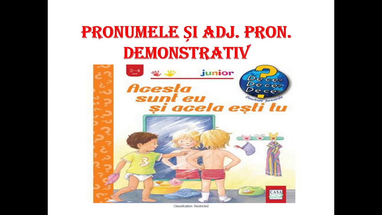 Prezentarea pronumelui demonstrativ și a adjectivului demonstrativ