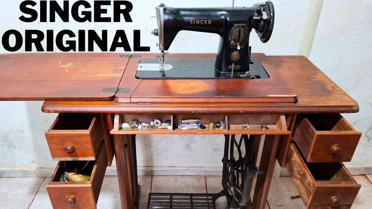 Maquina de costura antiga Singer | mesa original