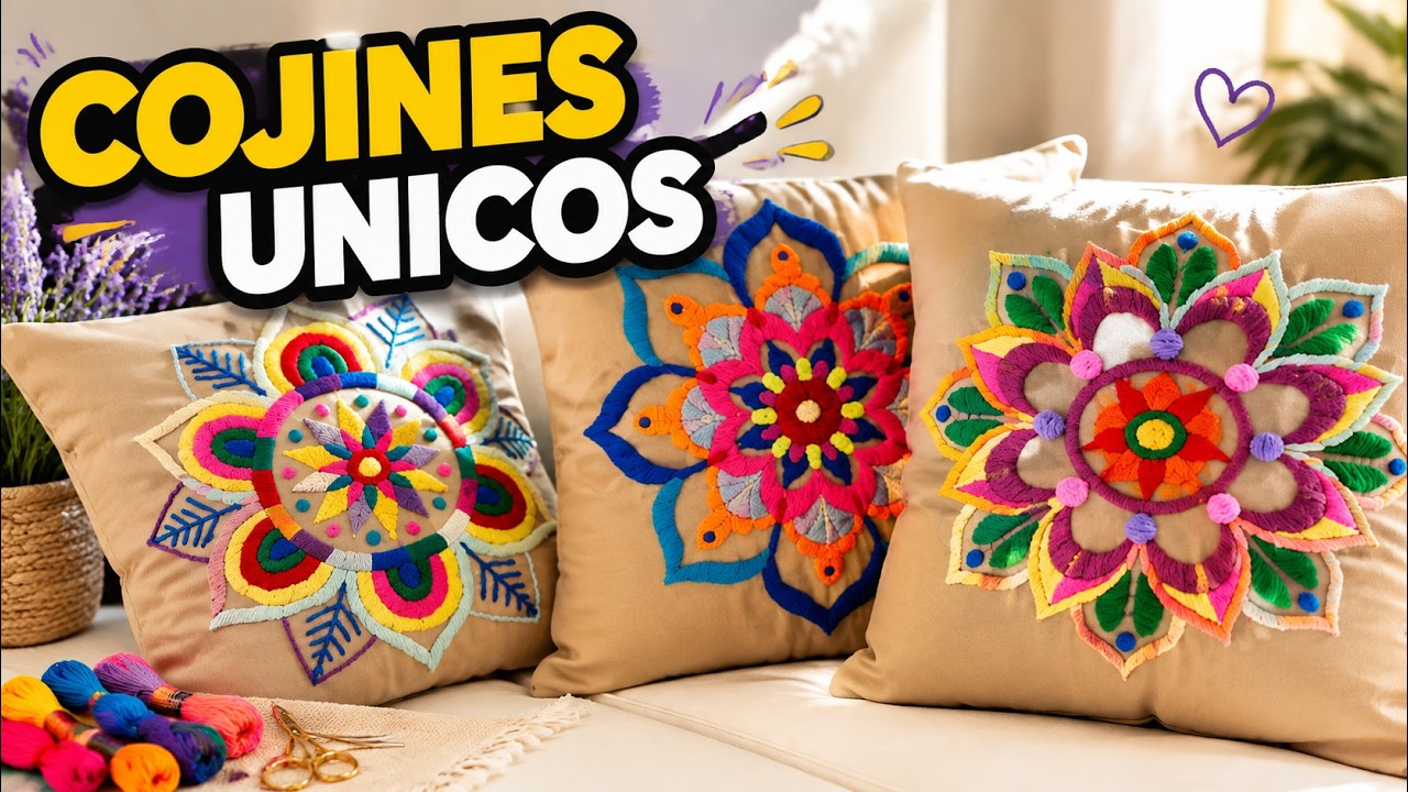 COJINES de MANDALAS BORDADOS a MANO 💖 | Decoración Artesanal Moderna | Hand Embroidered Cushions