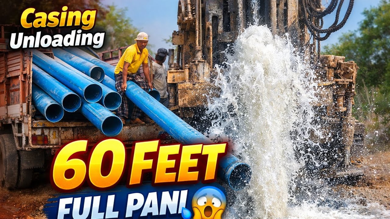 “Sirf 60 Feet Me Itna Pani 😱💦 | Casing Pipe Unloading | Real Borewell Process | Daily Vlog 22”