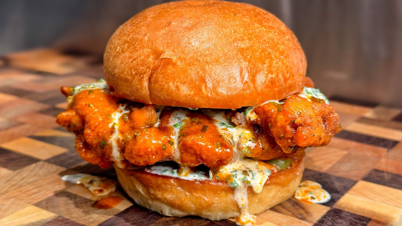 Buffalo Fried Chicken Burger 🍔😍🐓
