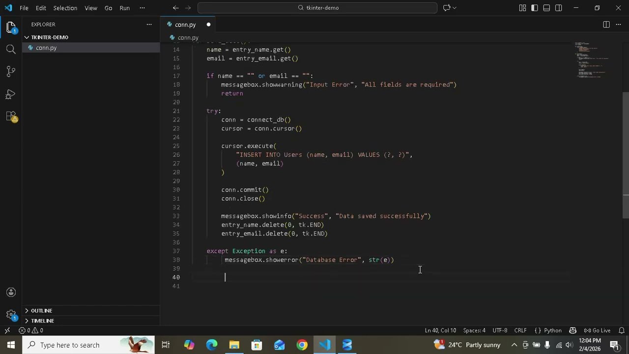 How to Connect Python Tkinter with SQL Server