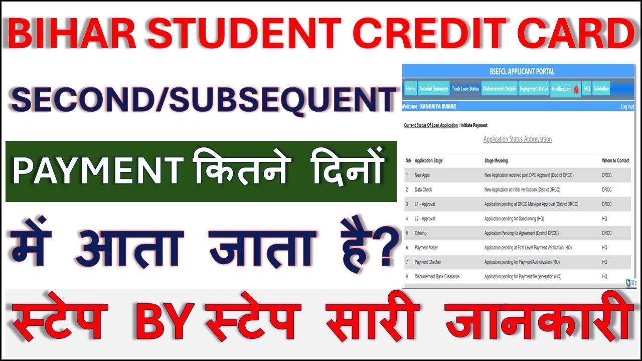 Bihar Student Credit Card Secont Payment/Subsequent Payment Kitne dino me aata h?
