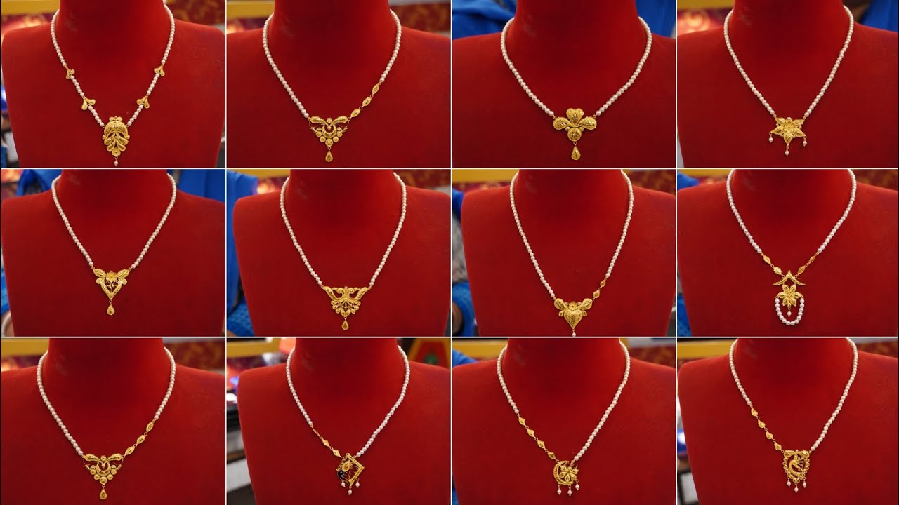 Latest gold pearl pendant necklace designs/gold pearl jewellery designs/gold pearl necklace design/