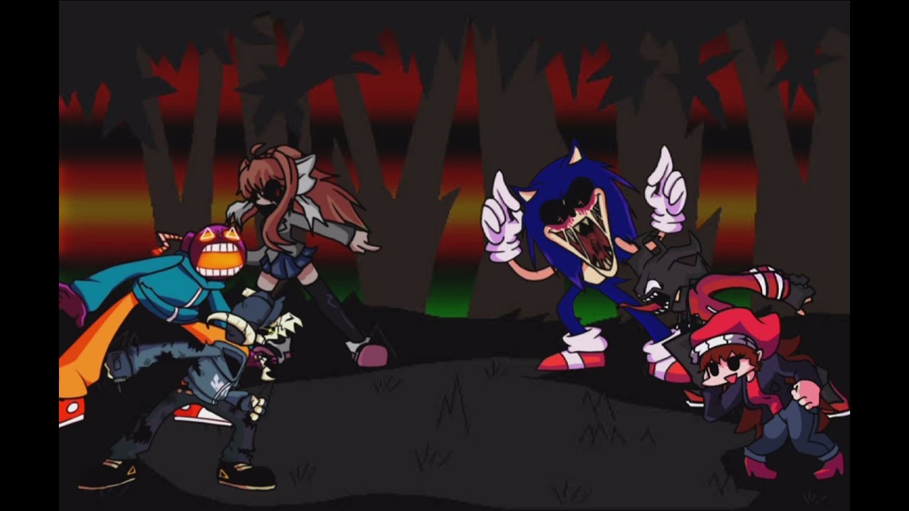 FNF - You Can't Run • Monika.EXE, Whitty and Tabi vs Sonic.EXE, Agoti and Gf • Mashup