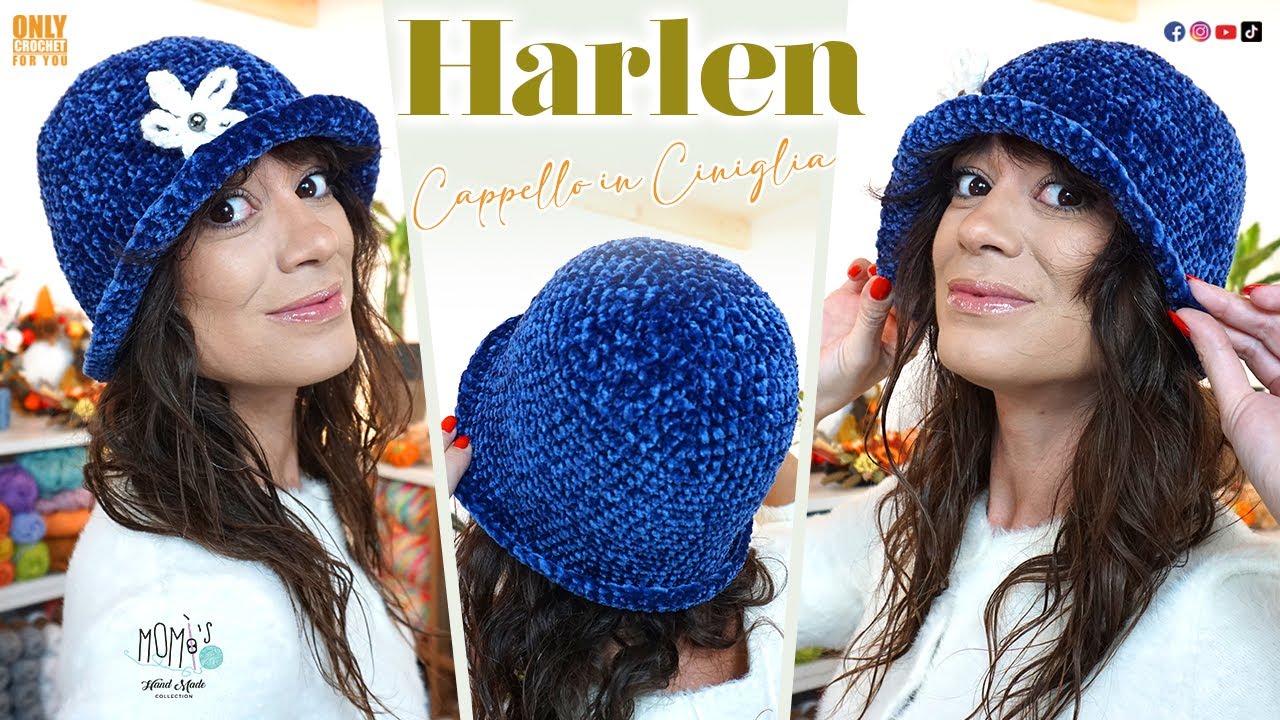 CAPPELLO INVERNALE UNCINETTO IN CINIGLIA FACILE HARLEN - TUTORIAL per PRINCIPIANTI ✨Momì's Crochet✨
