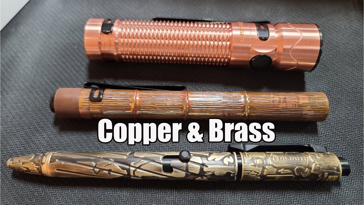 Spectacular Copper Olight Warrior Mini 2 & Brass Bark Open