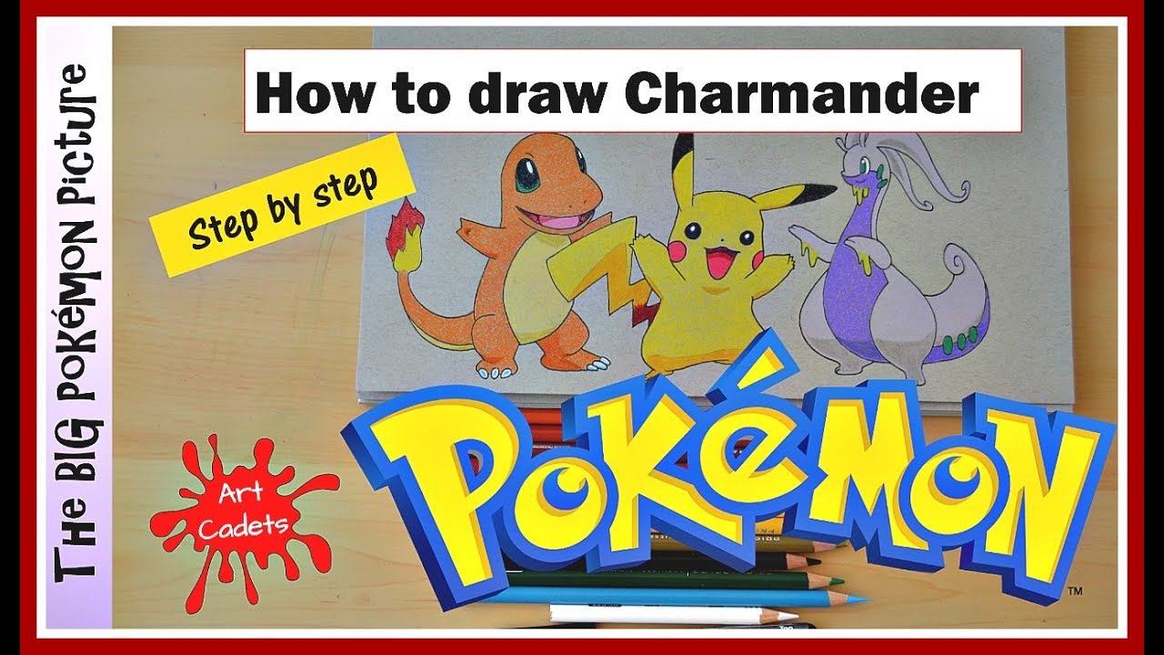 How to draw Charmander Pokemon character for our BIG POKEMON PICTURE by Artcadets
