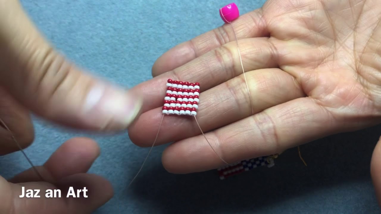 DIY American flag beaded craft