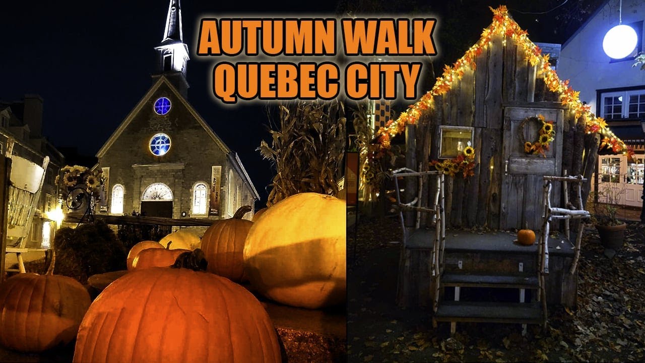 Old Quebec City Autumn Night Walk: Halloween Tour of the Old Town (Relaxing Ambient)
