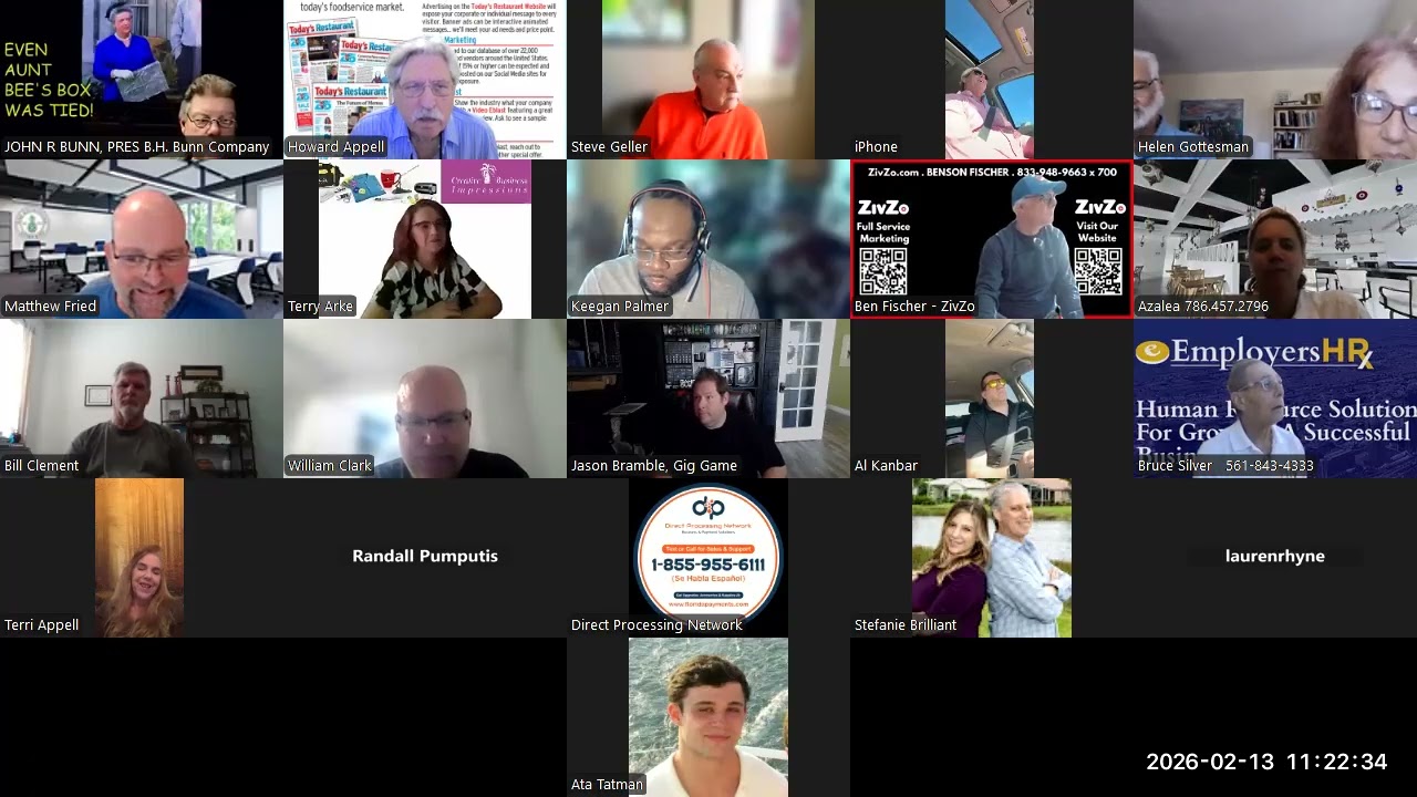11am Today's Restaurant Networking Group Feb 13 2026