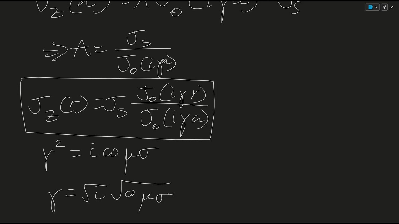 Finding the Current Distribution and Skin Depth in a Wire