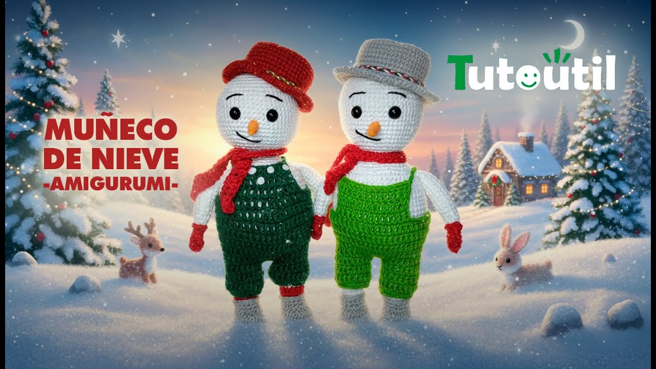 Como tejer un Muñeco de nieve/Bonhomme de neige/雪人/Snowman -Tutoutil