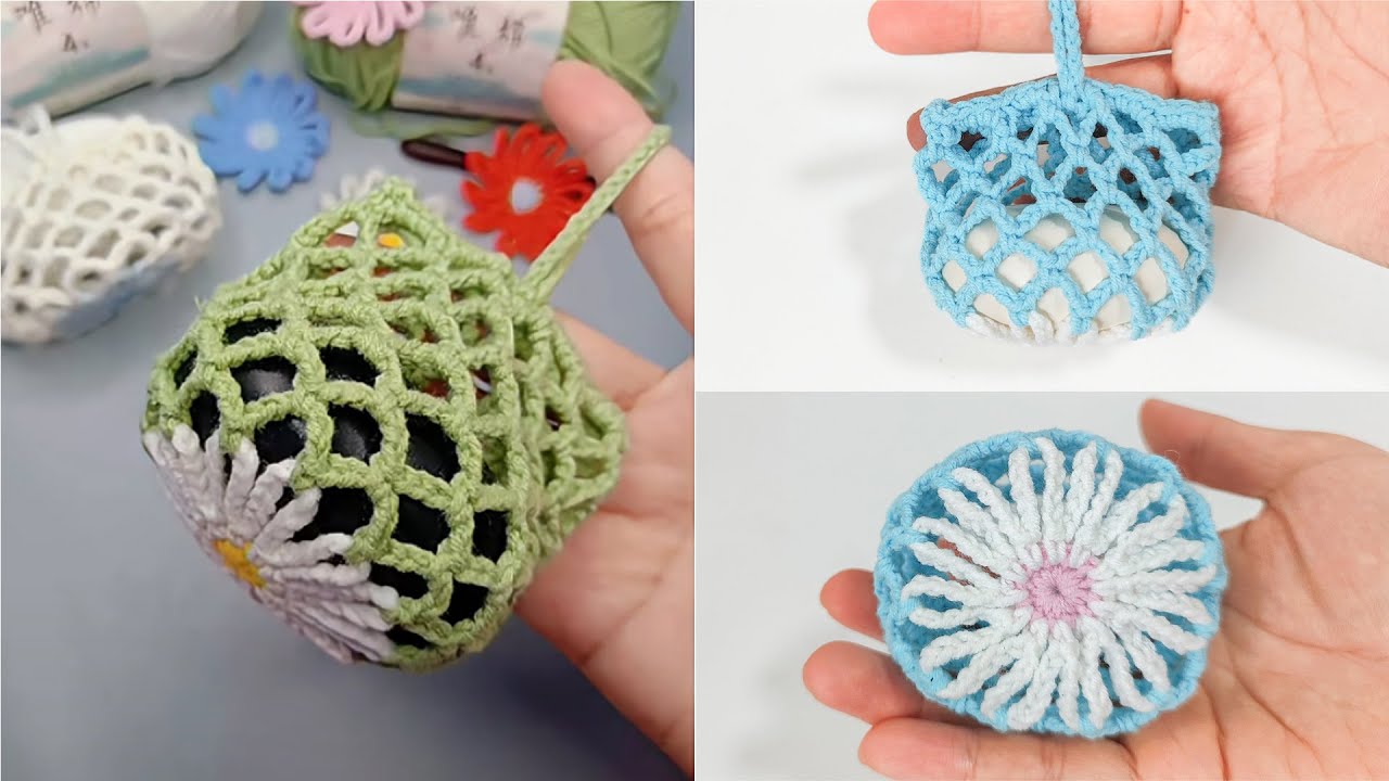 钩针小雏菊镂空耳机包--crochet flower Headphone bag