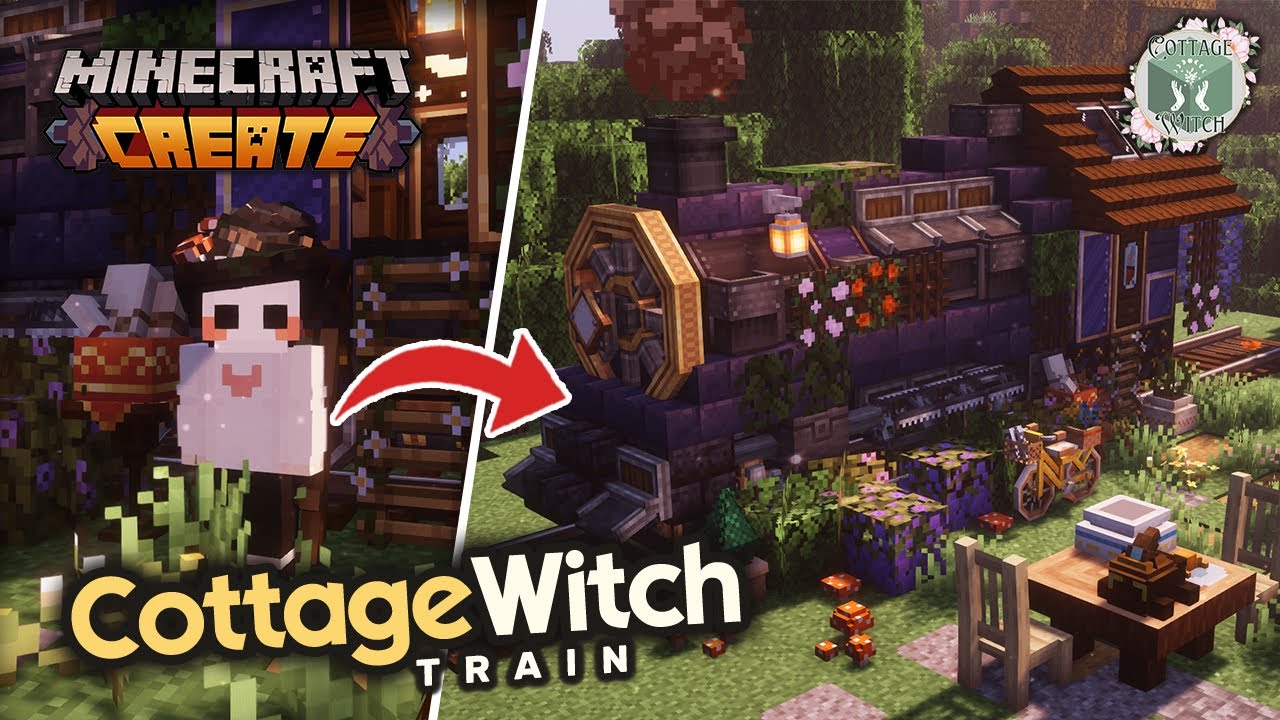 I built a COZY COTTAGECORE Witch Train with Create Mod 🪄🚂