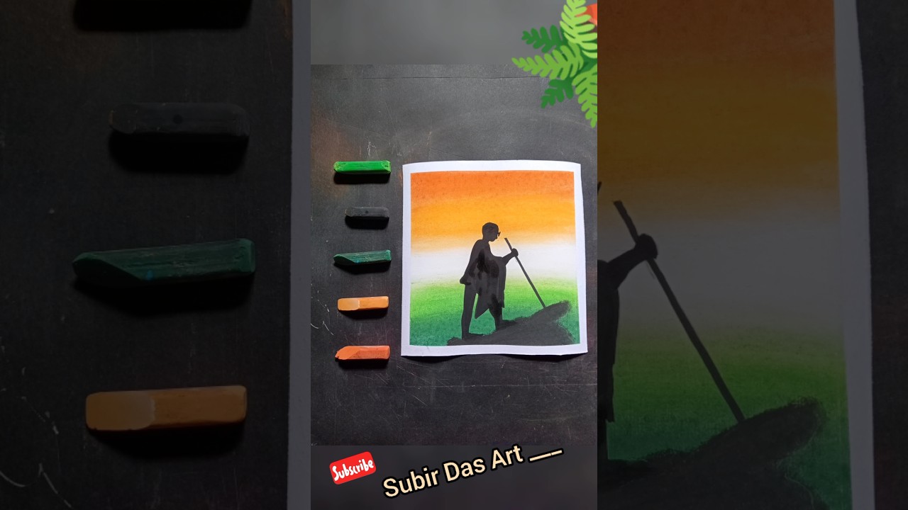 how to draw a mahatma gandhi 🇮🇳in soft &oil pastel colour #shorts #viral #youtubeshorts #trending