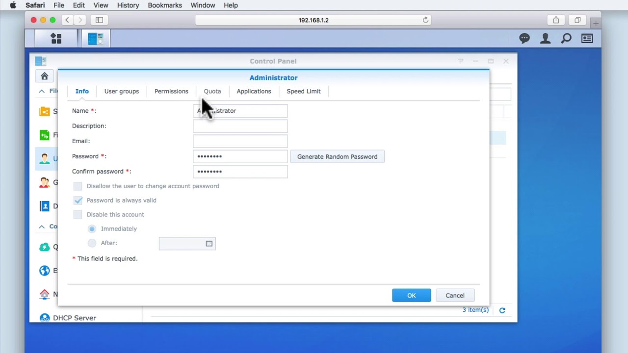 How to setup a Synology NAS (DSM 6) - Part 6: Reviewing the basic User account settings